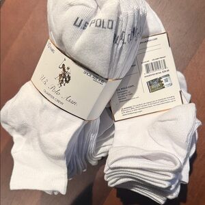 U.S. Polo Assn. Men's White Quarter Crew Socks Pack (10 pair pack new)